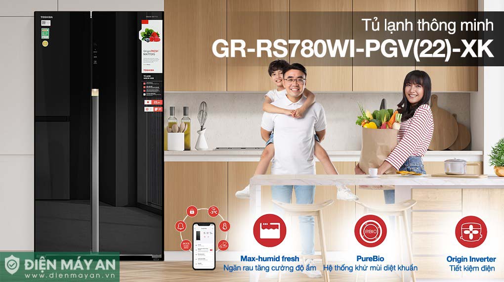 Tủ Lạnh Toshiba Inverter 596 Lít Side By Side GR-RS780WI-PGV(22)-XK